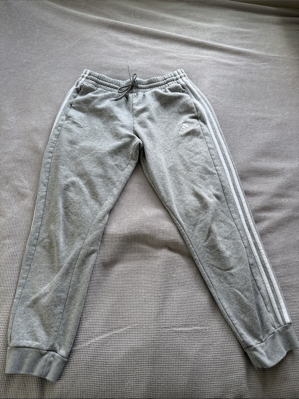 adidas Light Gray Track Pants with White Stripes